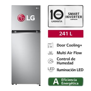 Refrigeradora LG GT24BPP 241L Door Cooling Top Freezer Plateada