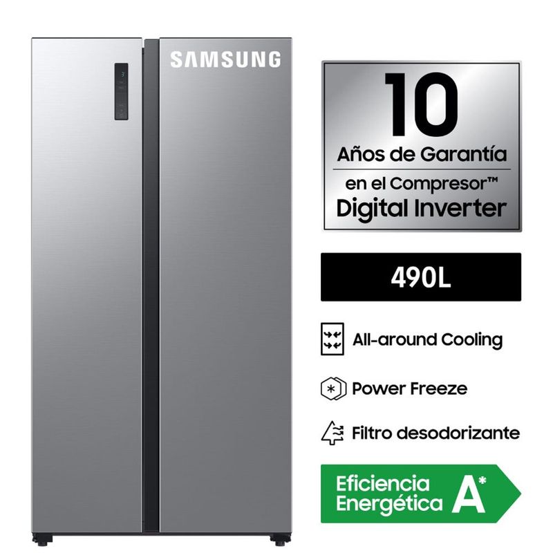 Refrigeradora-Side-By-Side-Samsung-RS52B3000M9-PE-490L-Gris