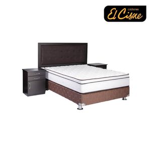 Dormitorio Savama: Colchón King + Base + Cabecera + 2 Veladores