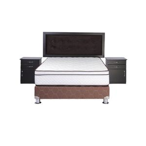 Dormitorio Savama: Colchón King + Base + Cabecera + 2 Veladores