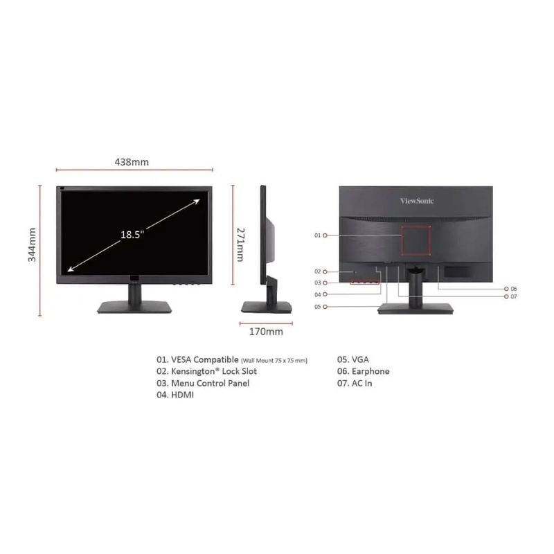 Monitor-Viewsonic-VA1903H-19--Led-Wxga-Hdmi-Vga-Vesa