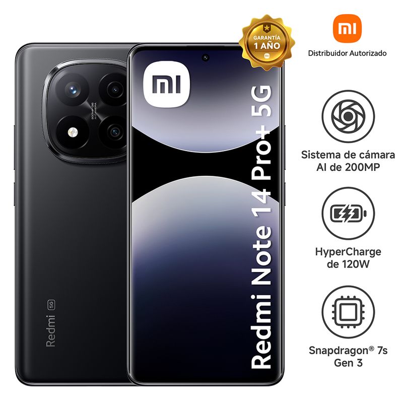 Celular-5G-Xiaomi-Redmi-Note-14-Pro--8GB-256GB-200MP-Midnight-Black---Buds-6-Lite-Black