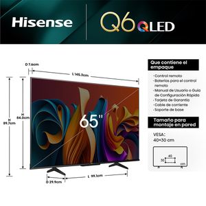 Televisor Smart Hisense 65" 65Q6N QLED UHD 4K Google