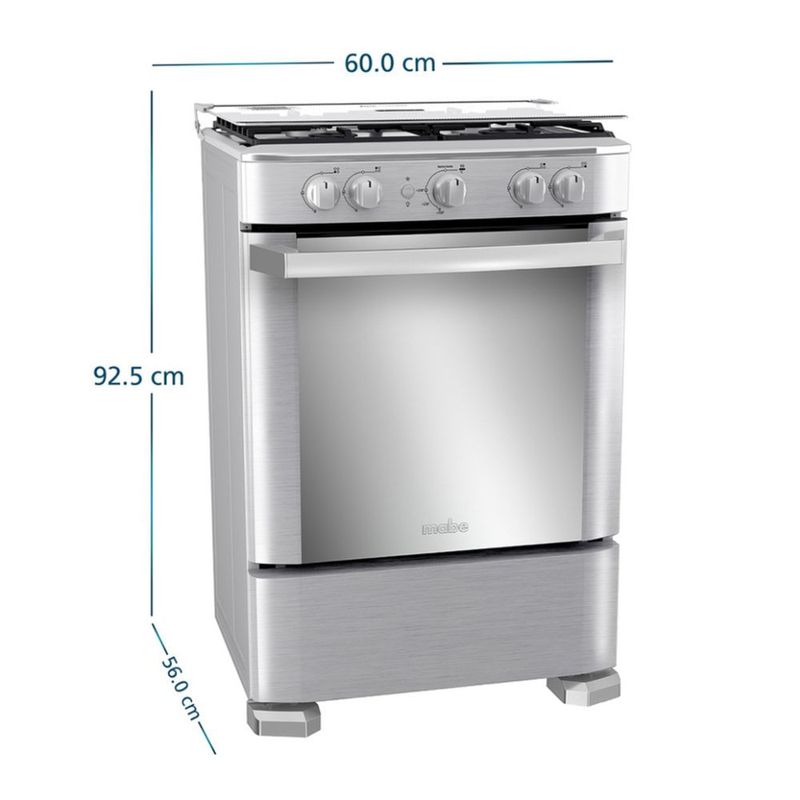 Cocina-a-Gas-Mabe-24--4-Hornillas-CMP6030FX1-Silver