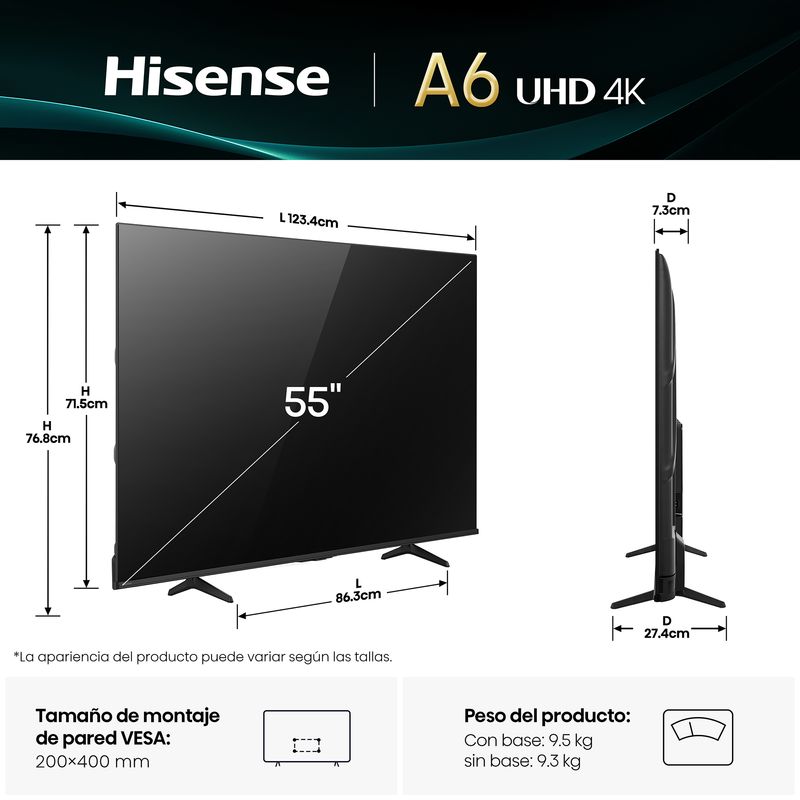 Televisor-Smart-UHD-4K-55-Pulgadas-Hisense-LED-55A6NV-2025