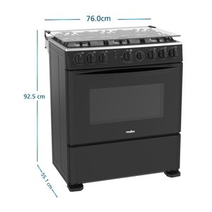 Cocina a Gas Mabe CMP3020FN1 30" 6 Hornillas Negro
