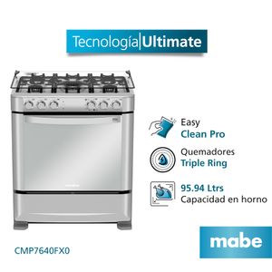 Cocina Gas Mabe CMP7640FX0 30" Inox 5 hornillas