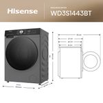 Lavaseca-Hisense-WD3S1443BT-14 kg-9 kg-Gris-Oscuro