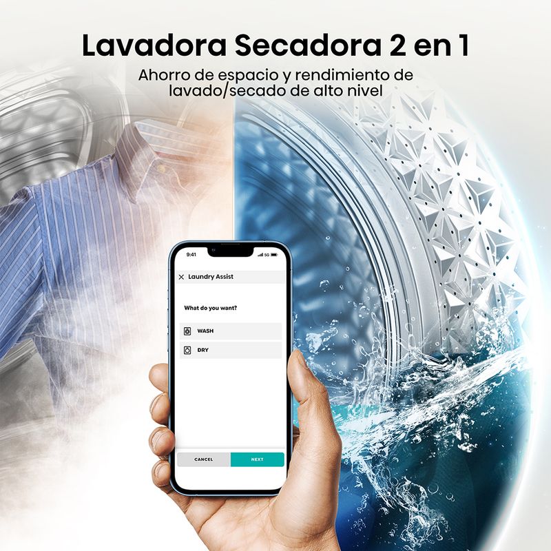 Lavaseca-Hisense-WD3S1443BT-14 kg-9 kg-Gris-Oscuro