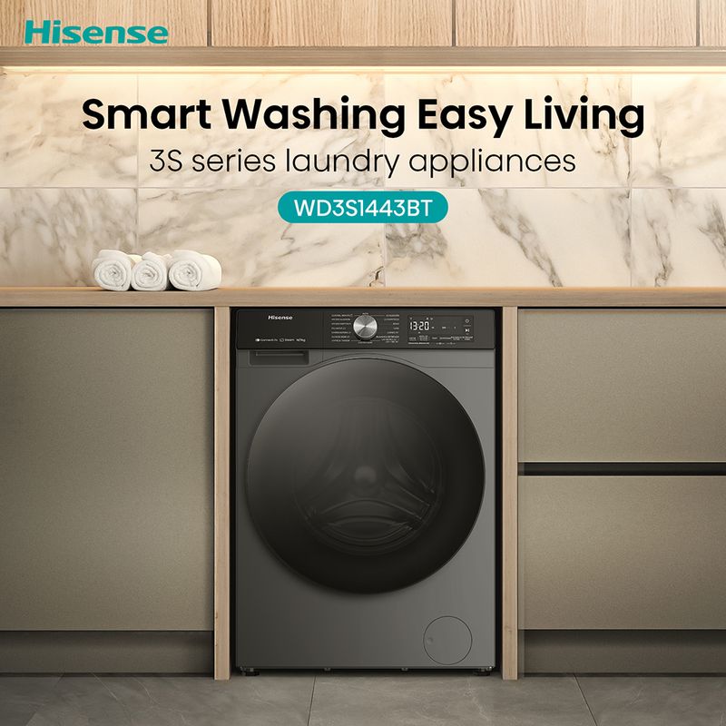 Lavaseca-Hisense-WD3S1443BT-14 kg-9 kg-Gris-Oscuro