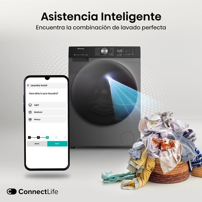Lavaseca-Hisense-WD3S1443BT-14 kg-9 kg-Gris-Oscuro