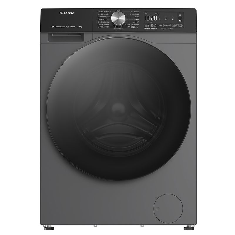 Lavaseca-Hisense-WD3S1243BT-12 kg-8 kg-Gris-Oscuro