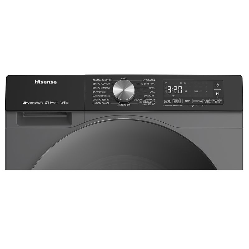 Lavaseca-Hisense-WD3S1243BT-12 kg-8 kg-Gris-Oscuro