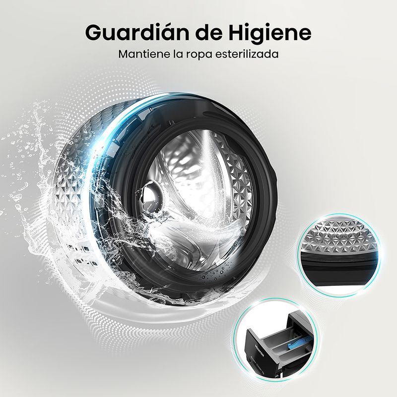 Lavaseca-Hisense-WD3S1243BT-12 kg-8 kg-Gris-Oscuro