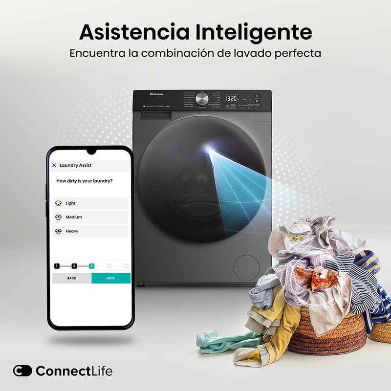 Lavaseca-Hisense-WD3S1243BT-12 kg-8 kg-Gris-Oscuro