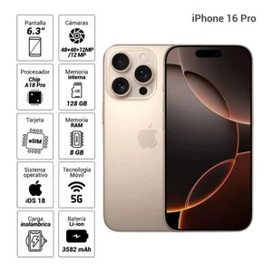 Celular Apple iPhone 16 Pro MYNF3BE/A 128GB Desert Titanium
