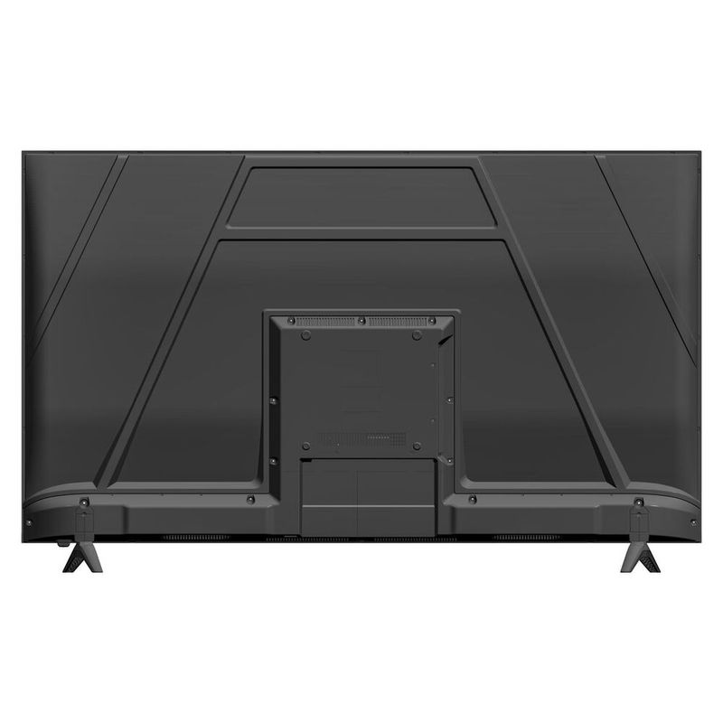 televisor smart tv telstar 70 pulgadas vista posterior panel trasero chasis negro puertos de conexion y soportes de base